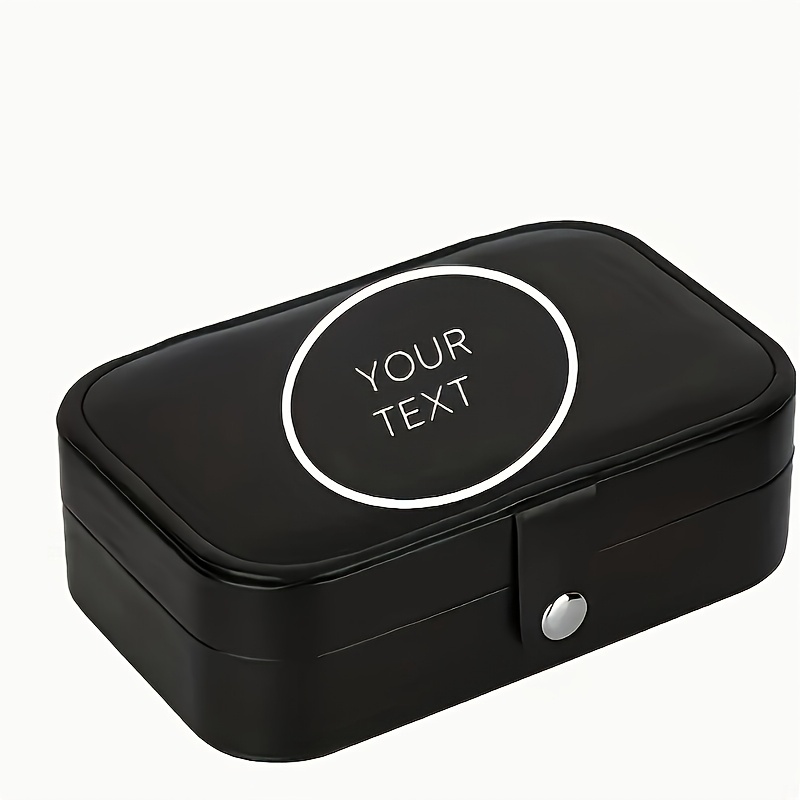 Personalized Dark Faux Leather Jewelry Box with Custom Engraving